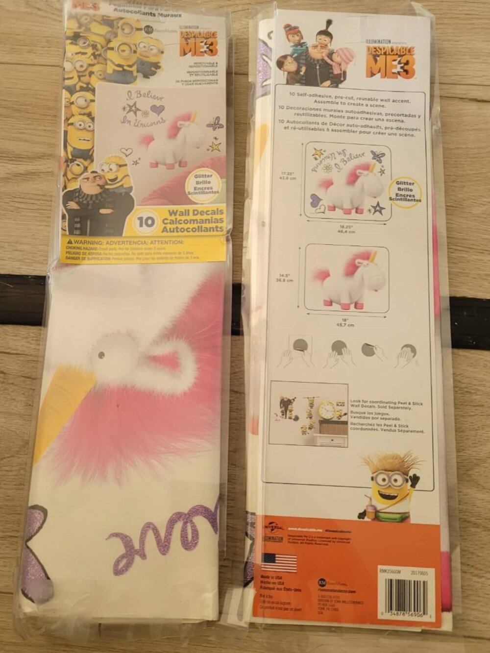 new DESPICABLE ME 3 10-PACK WALL DECALS i believe in unicorns